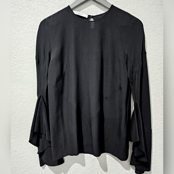 GIVENCHY silk black bell sleeve blouse - Picture 5 of 9